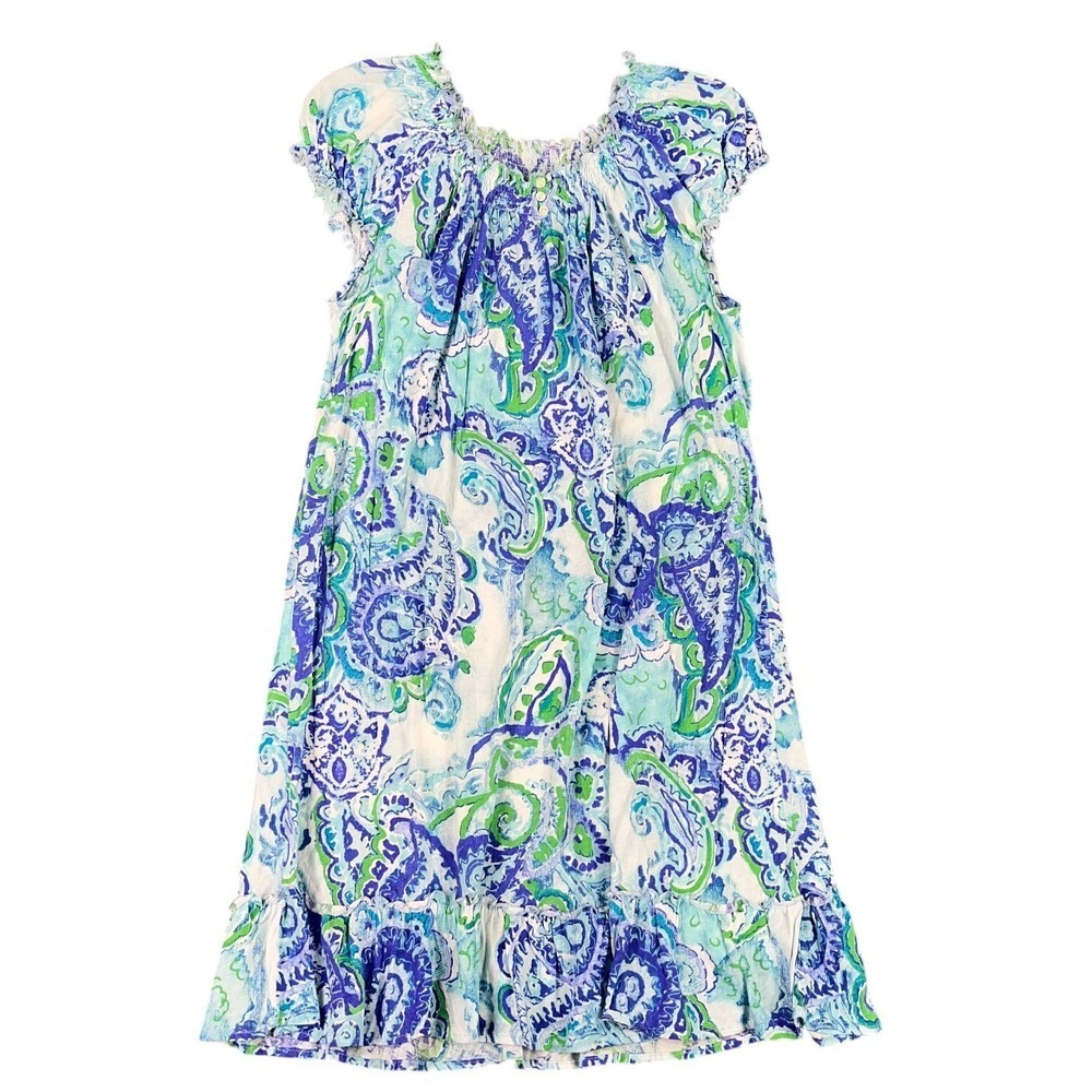 Lauren Ralph Lauren Dress L Paisley Boho Smocked Midi Casual Flowy Relaxed Easy